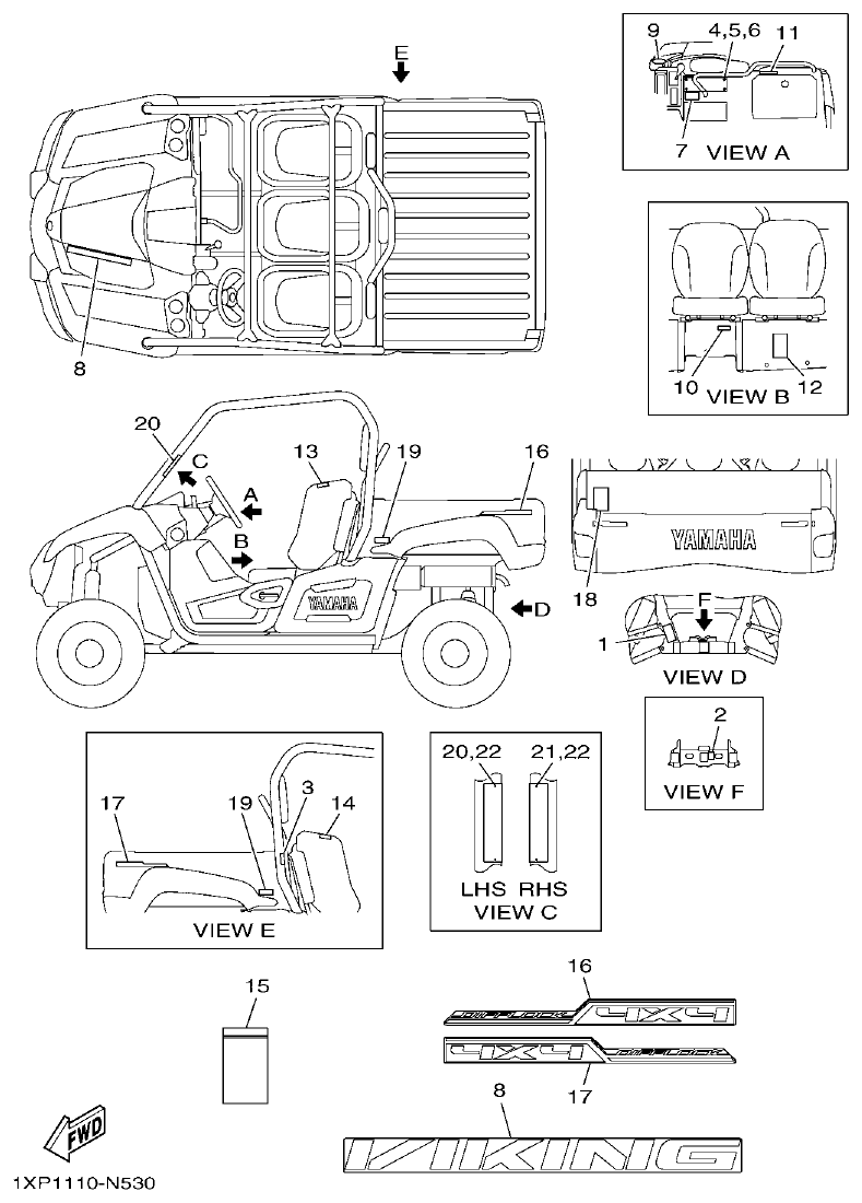 Yamaha VIKING1XP9_2014 EMBLEM & LABEL 1 parts diagram